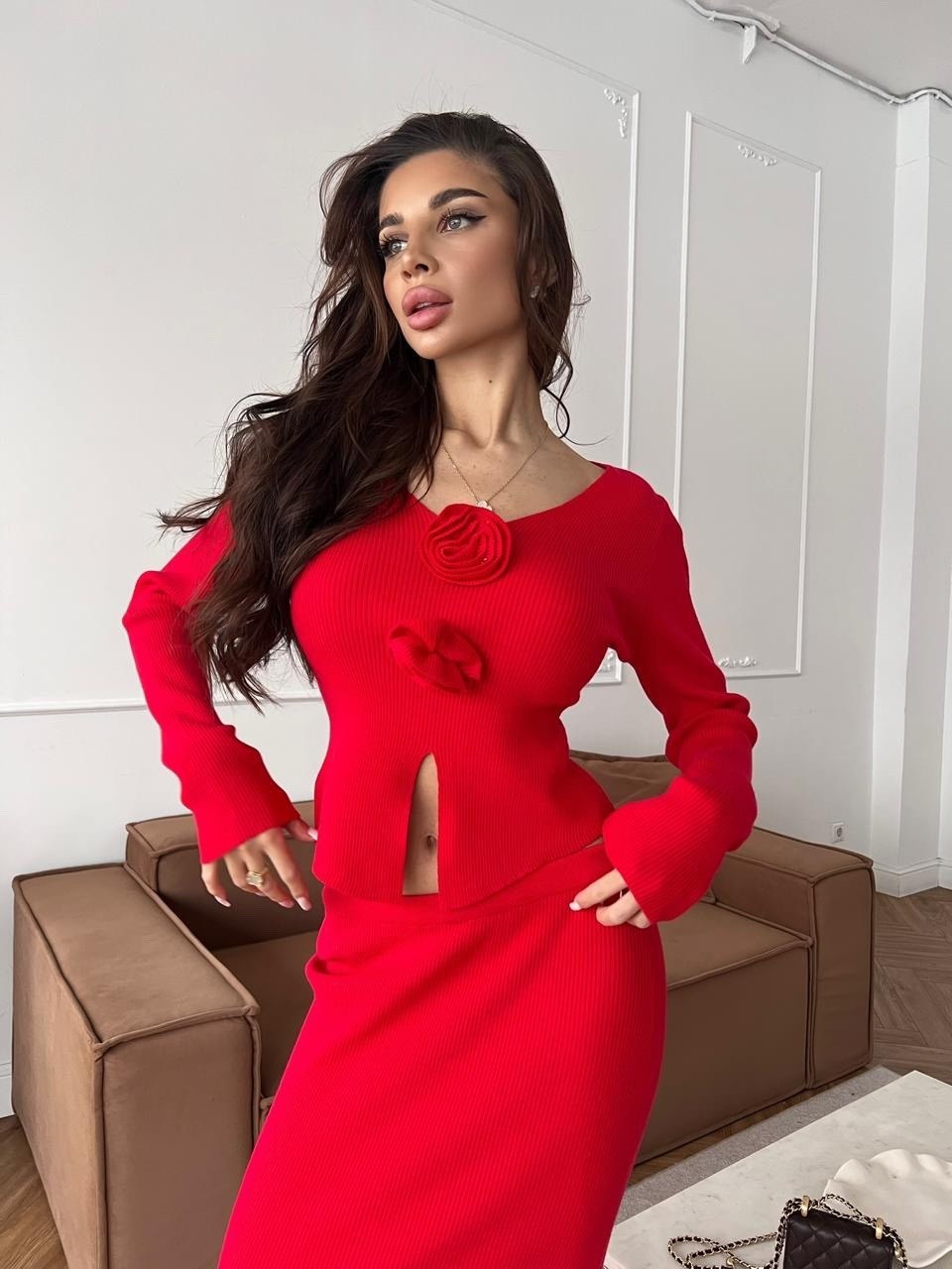 костюм из трикотажа,костюм с топом,женские костюмы,костюм юбка