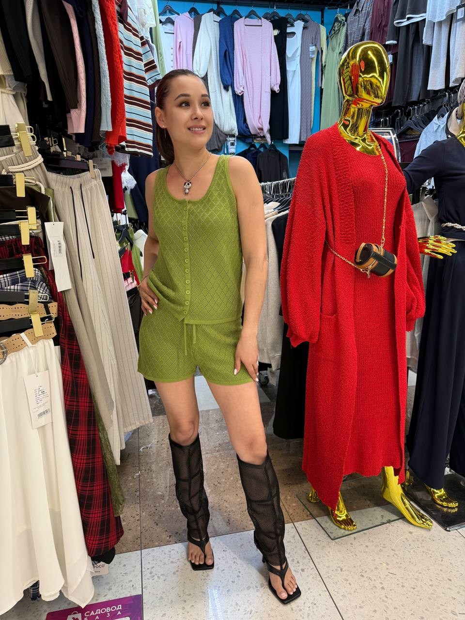 трикотажный костюм шорты,вязаные шорты,костюмы женские летние,костюм вязаный с шортами,костюм летний с шортами