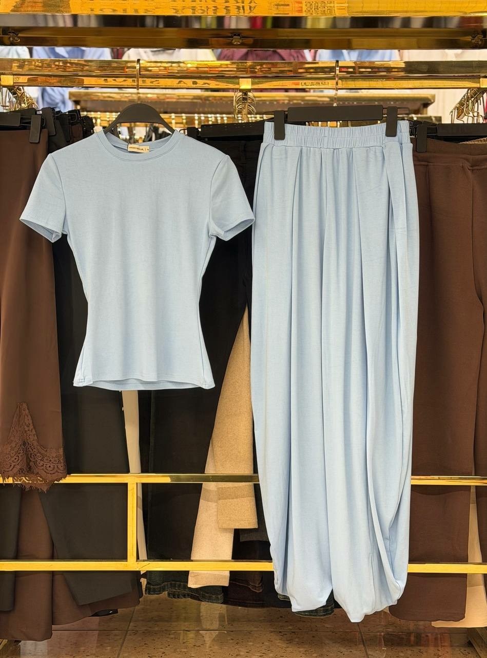 брючный костюм,женский костюм с брюками,женский костюм,брюки голубой