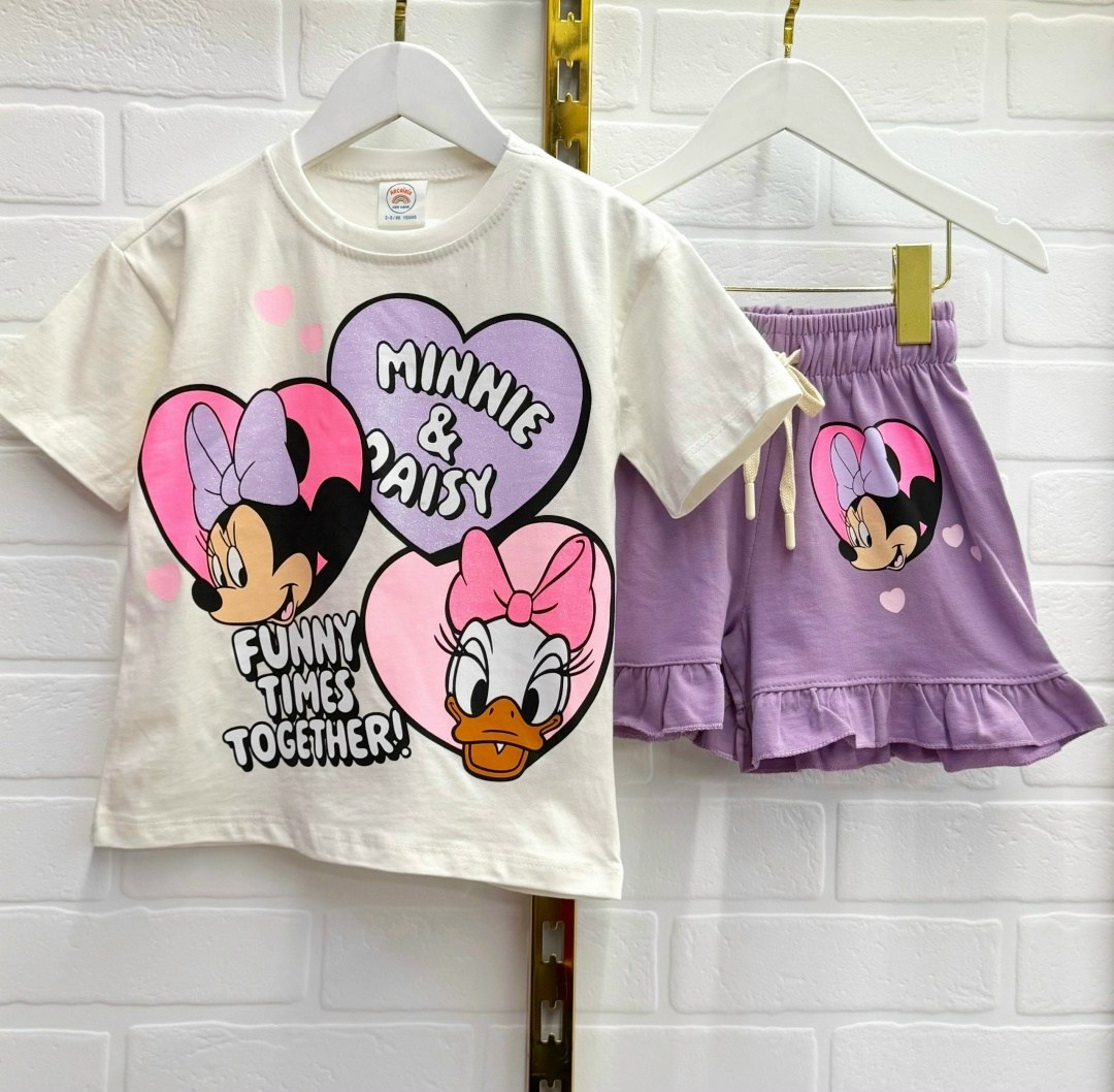 комплект одежды zara микки маус,комплект с футболкой и шортами,костюм для девочек,детский костюм,комплект одежды девочке