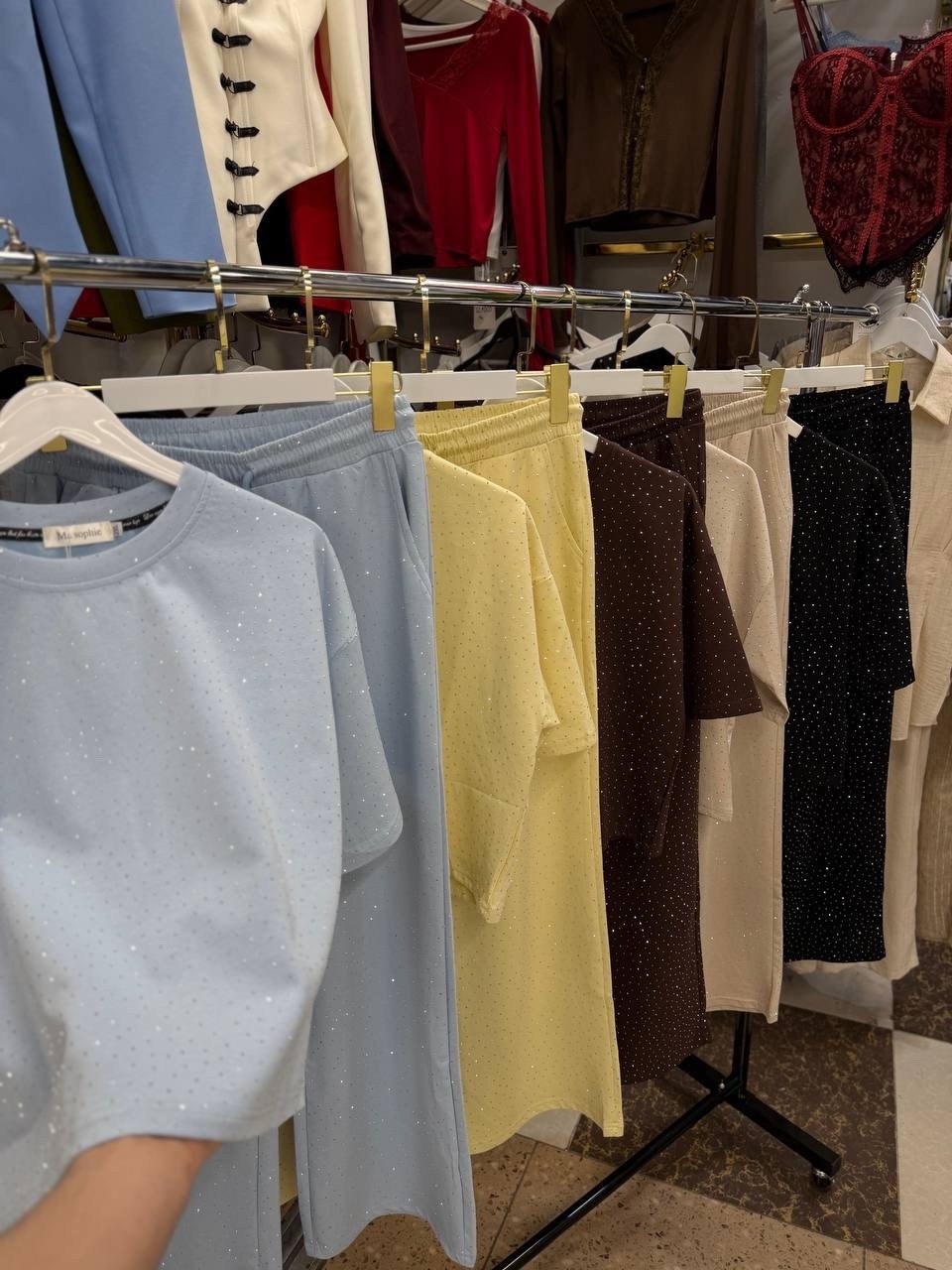 брюки со стразами,широкие брюки,спортивные костюм,комплект костюм,женский костюм