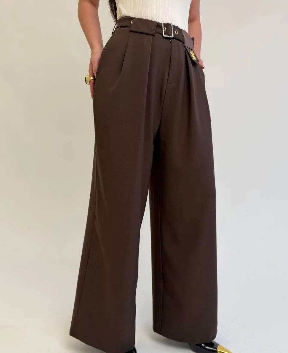 брюки палаццо,брюки палаццо женские,модные брюки,брюки emberens,женские бежевые брюки-палаццо с завышенной талией modal n