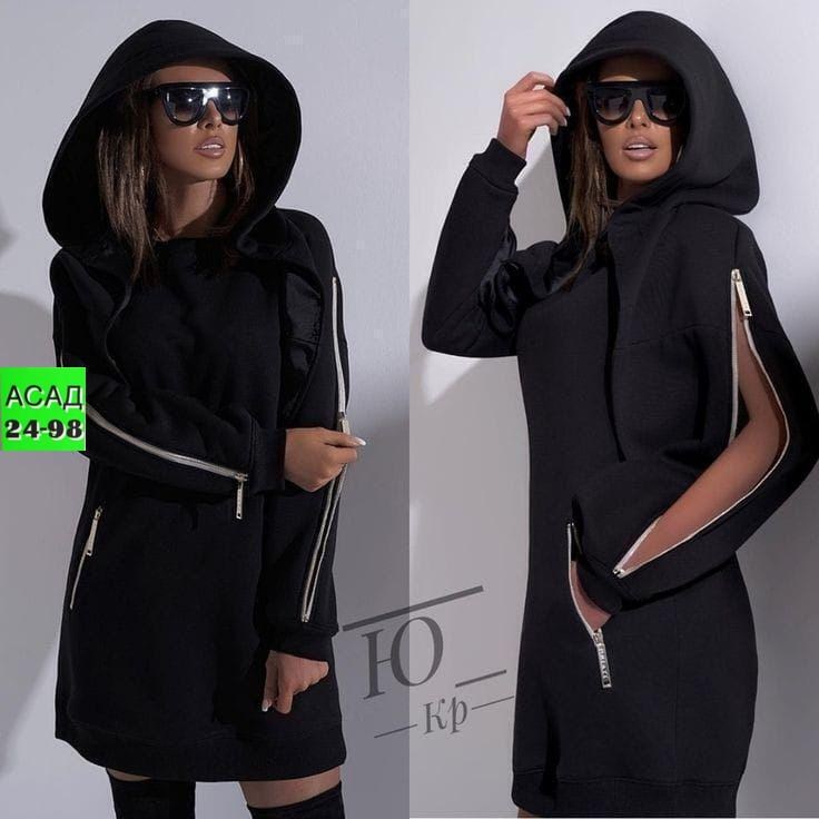 спортивное платье с капюшоном,платье с капюшоном,черное платье с капюшоном,туника с капюшоном