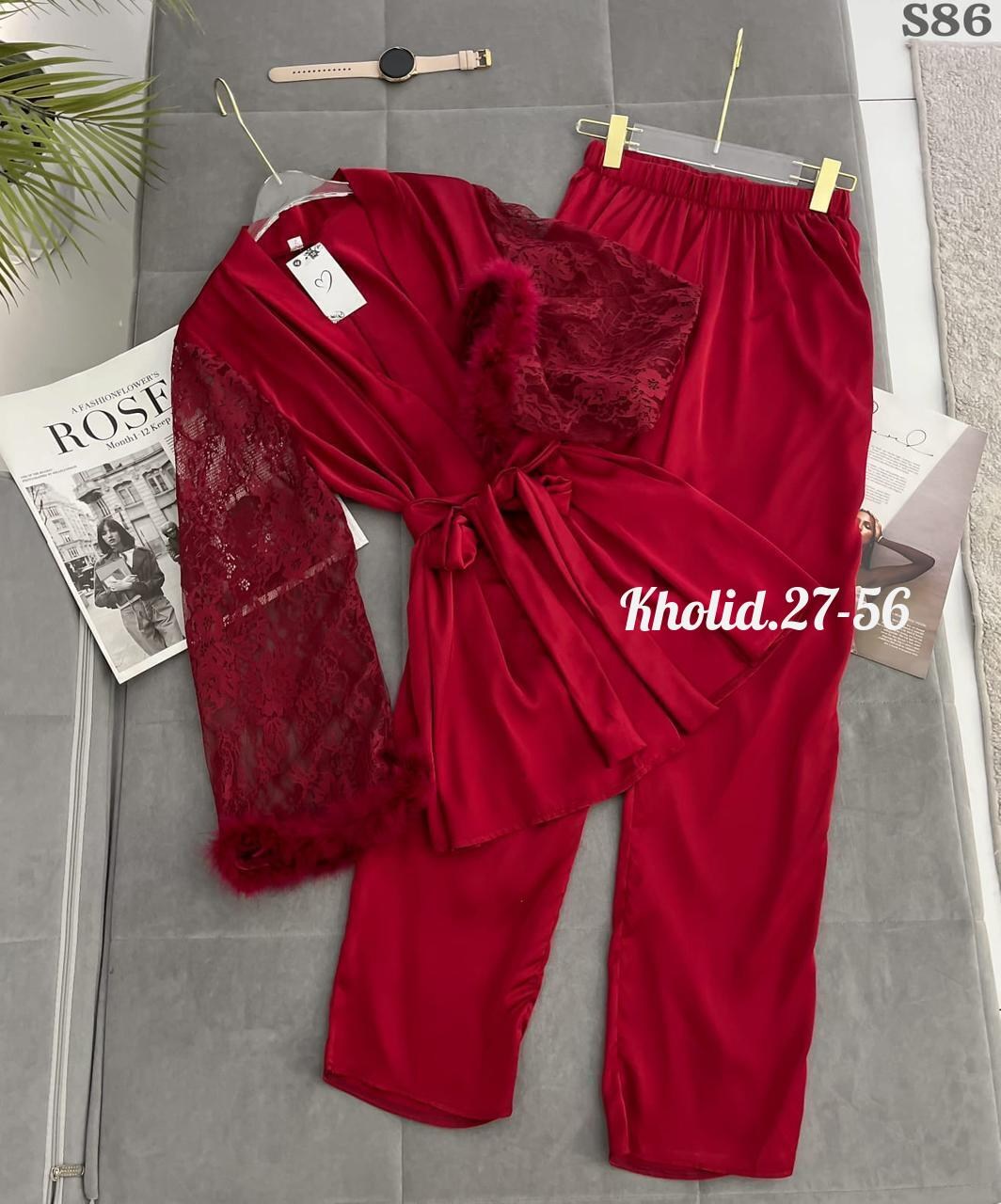 халат с перьями,халат пеньюар,халат,шелковый халат,красный халат