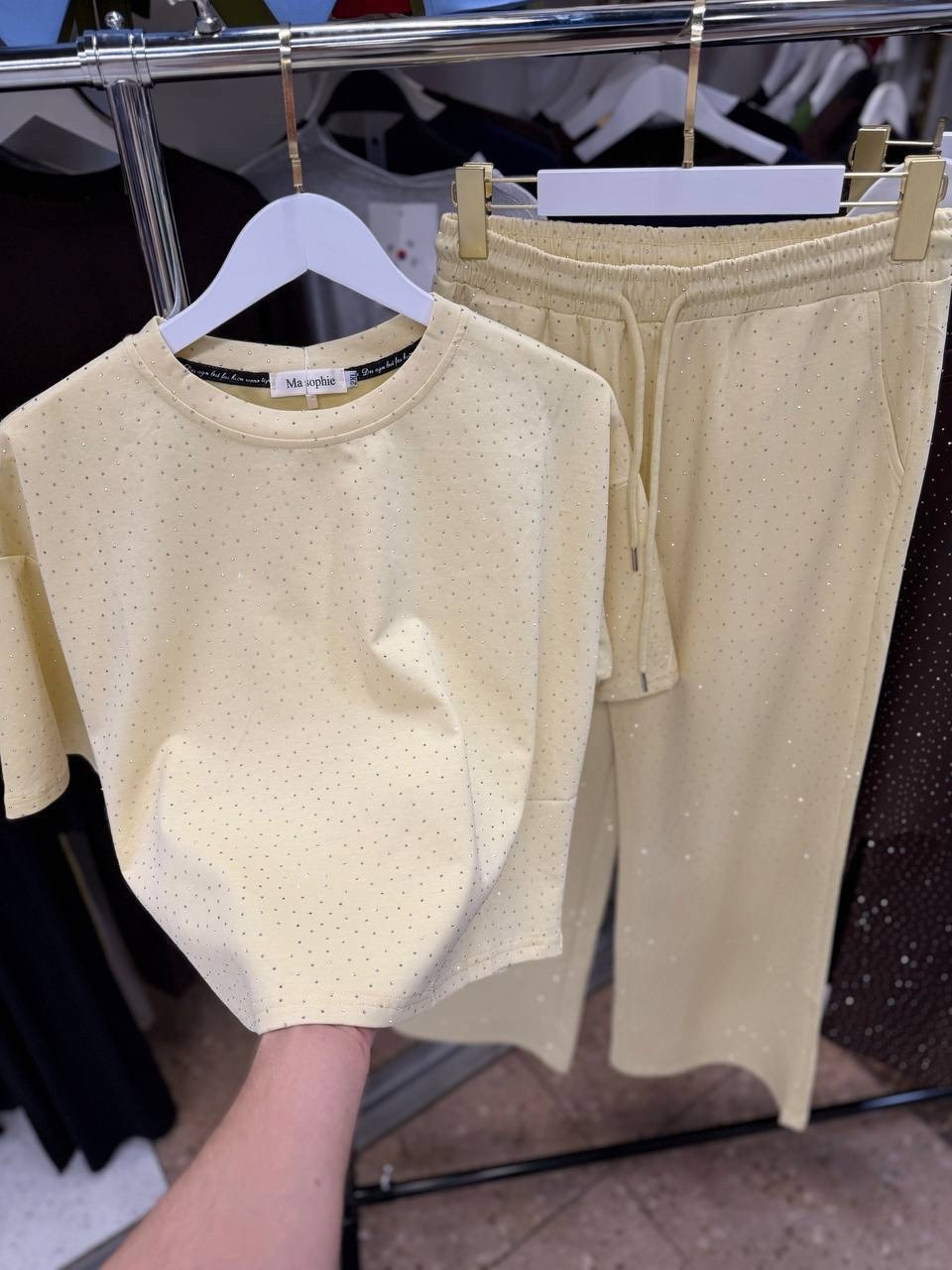 брюки со стразами,широкие брюки,спортивные костюм,комплект костюм,женский костюм