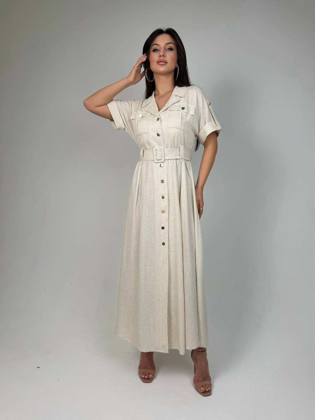 платье в стиле сафари,платье женской,летние платье,льняное платье,платье
