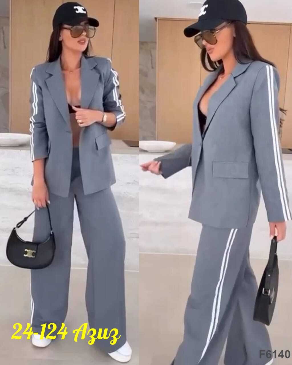 классический женский брючный костюм,костюм женский с полосками,брючный костюм,классический брючный костюм двойка,костюм женский двойка в сером цвете