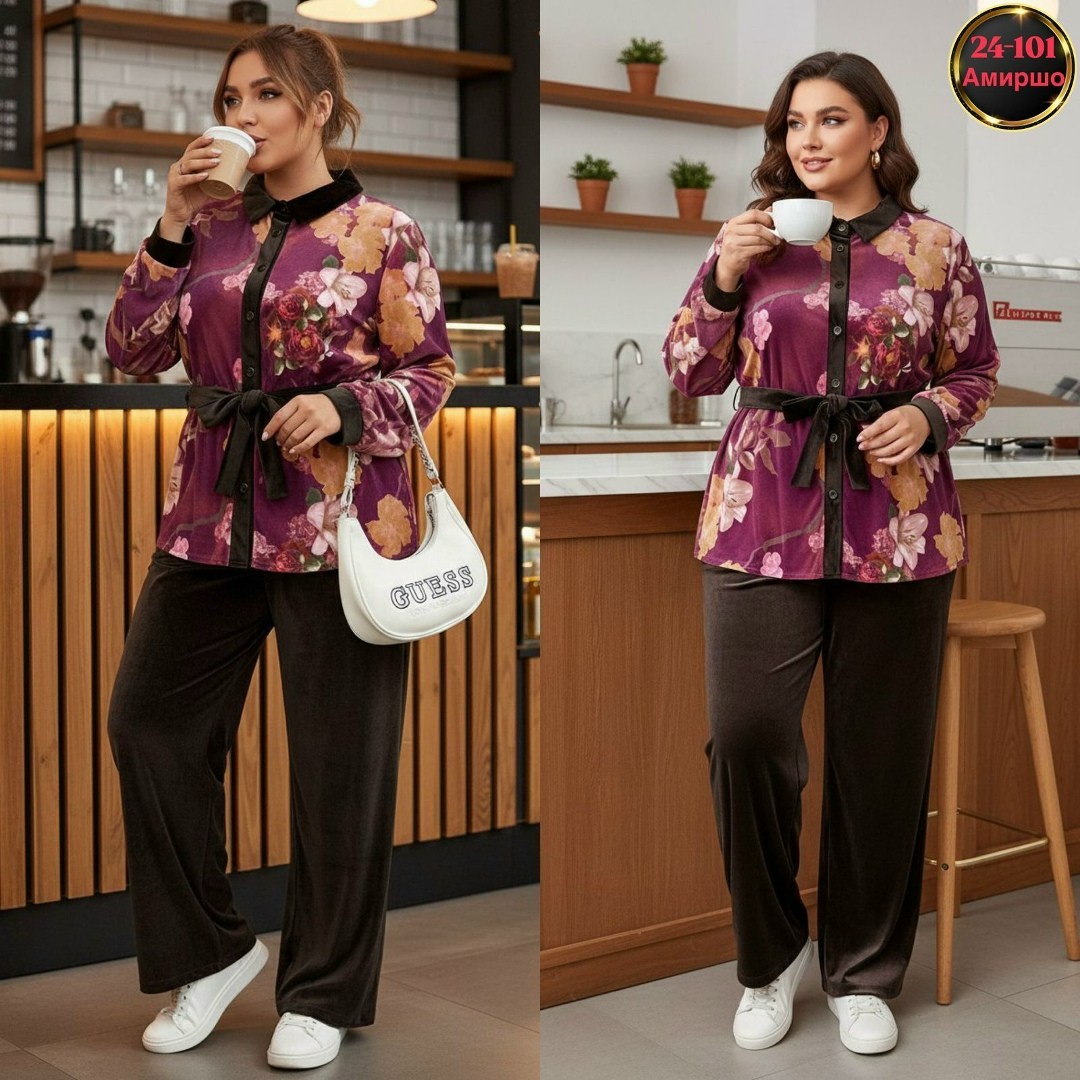 женские костюмы больших размеров,на полных велюровый спортивный костюм,костюм велюровый,костюм с брюками,cпортивный костюм велюровый