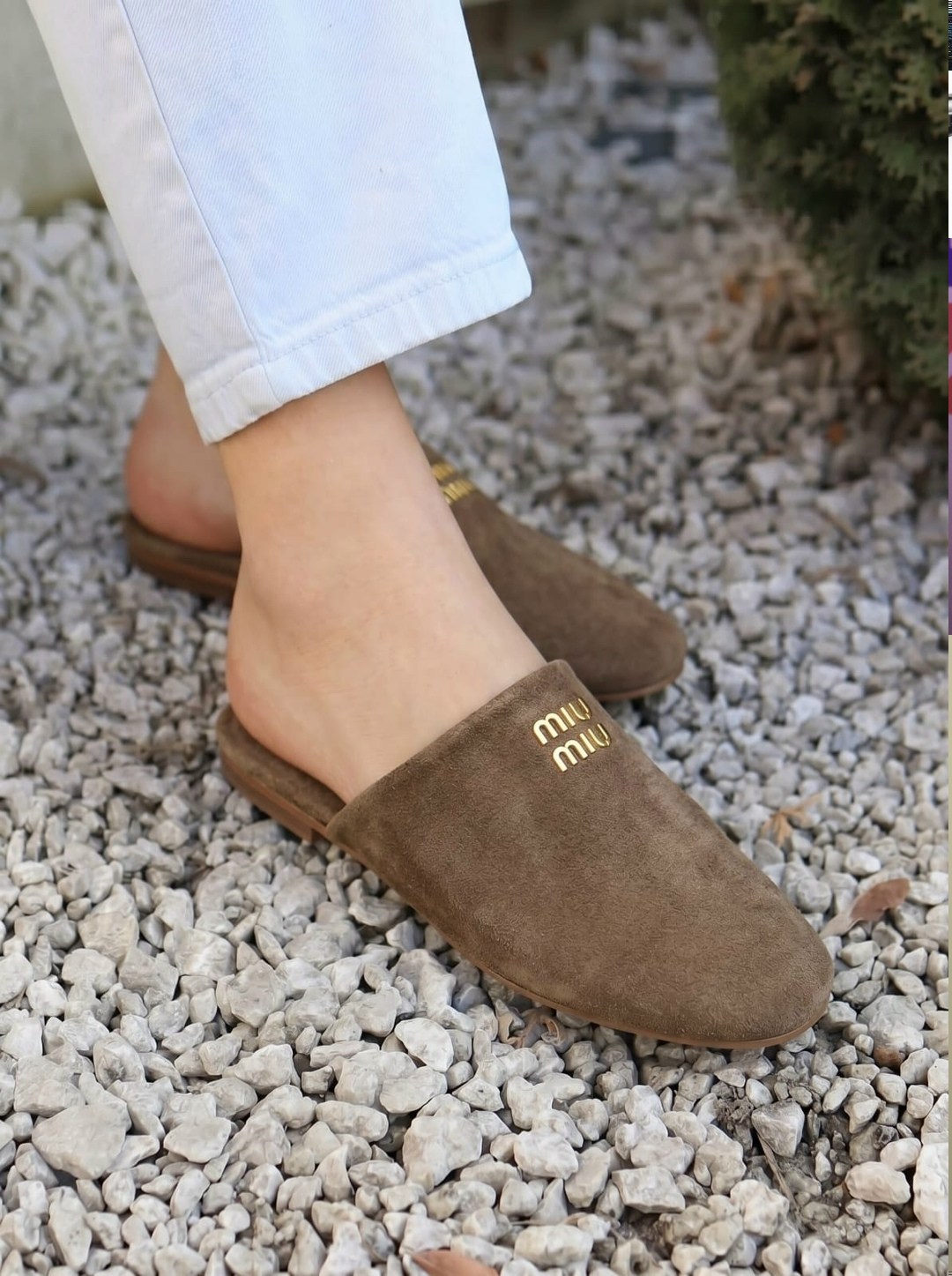 коричневые кожаные мюли miu miu,женская ,шлепанцы женские,мюли женские,модная