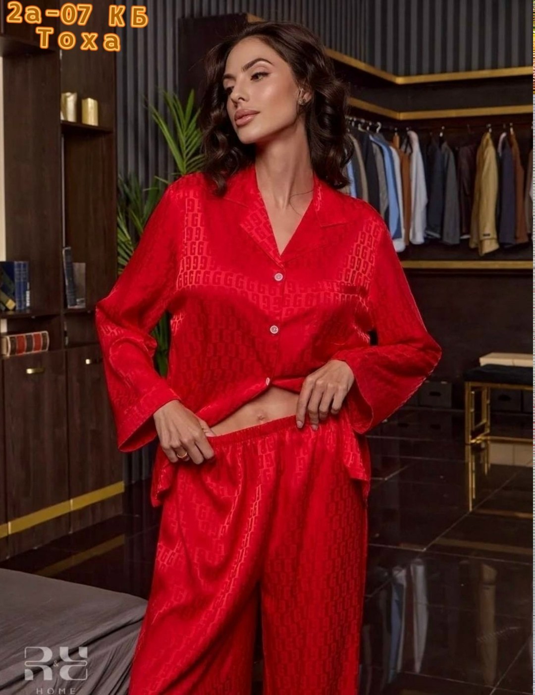 женские пижамы,пижама классическая шелковая со штанами profashion,шелковая пижама,женские шелковые пижамы,красная женская пижама