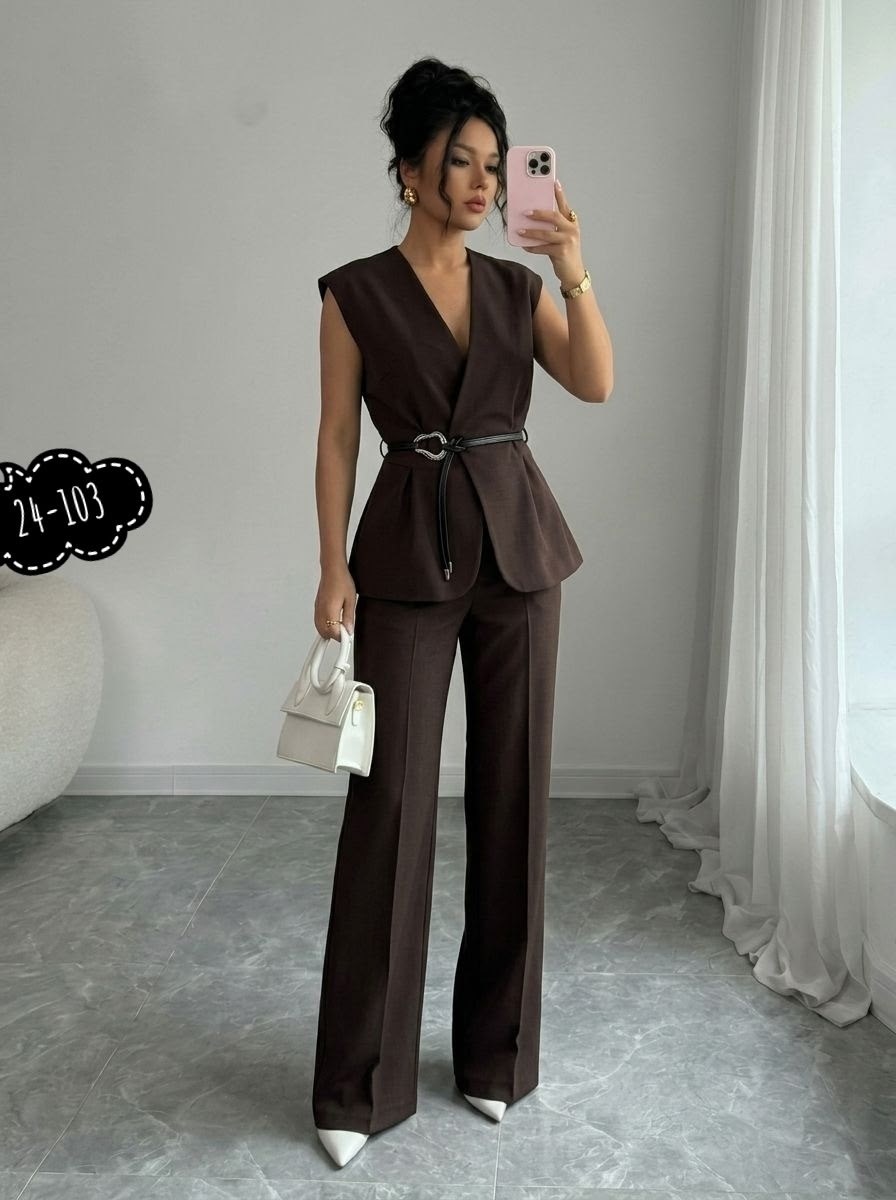 брючный костюм с жилетом chica chic,брючный костюм с жилетом деловой вечерний chica chic,брючный костюм элегантный,брючный костюм с жилетом деловой chica chic,костюм брючный