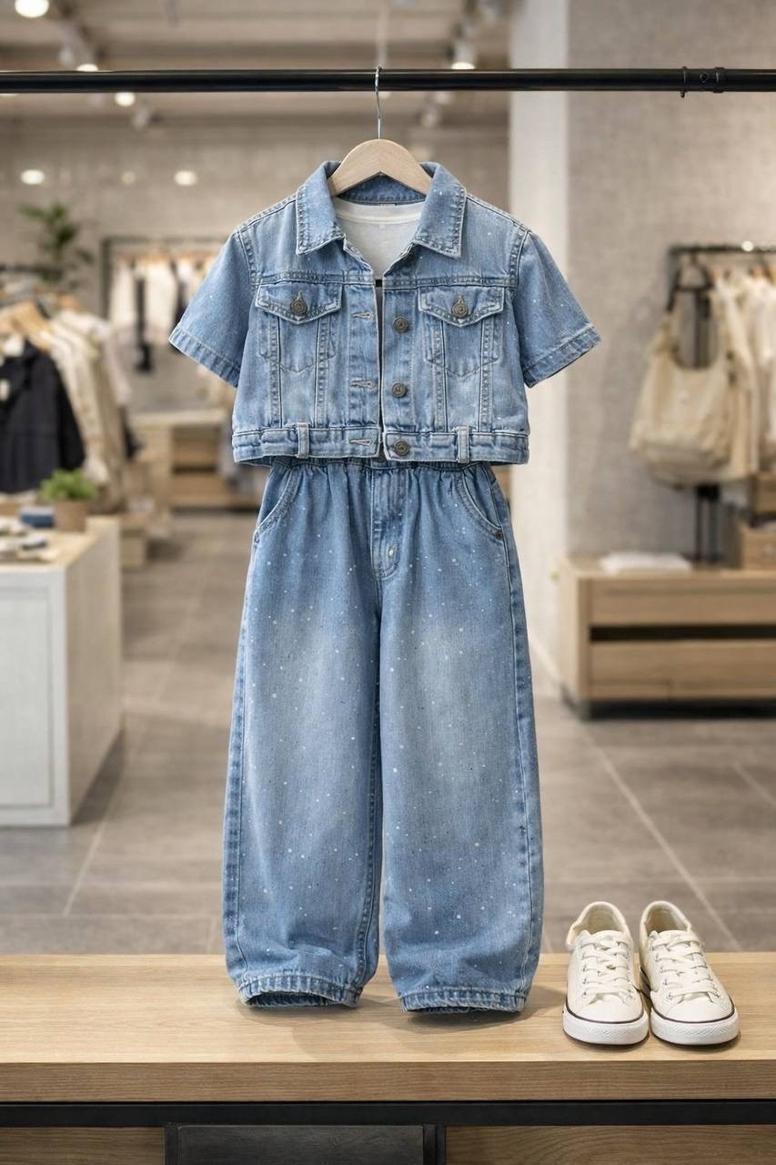 джинсовый костюм для девочки,джинсовый костюм детский,джинсовые костюмы,джинсовые широкие брюки,джинсовый брючный костюм