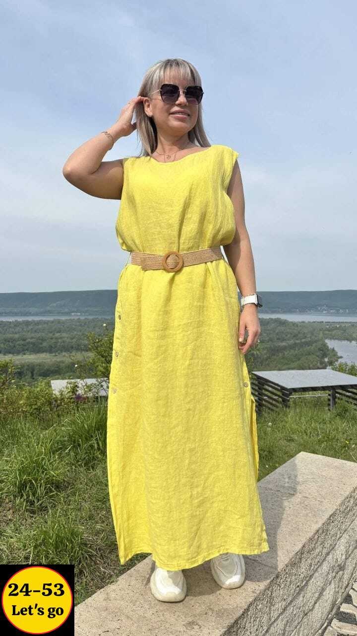 платье стильное льняное,платье желтое,платье сарафан,женские летние платья,платье женское желтое