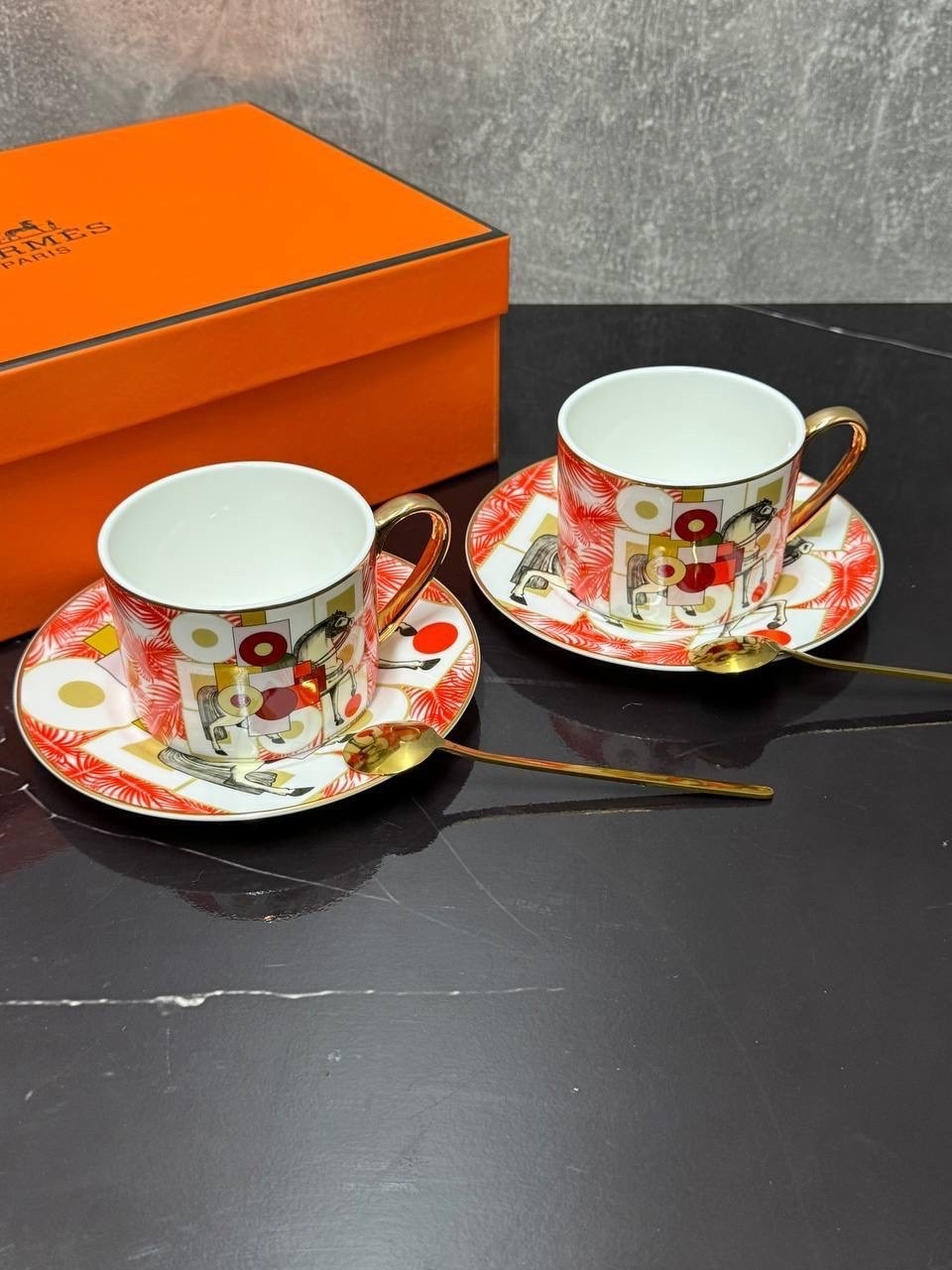 кофейная чашка hermes объемом 200 мл в наборе из 4 штук,чашка кофейная hermes 200 мл,чайный набор hermes,посуда hermes,кофейная чашка hermes 200 мл костяной фарфор