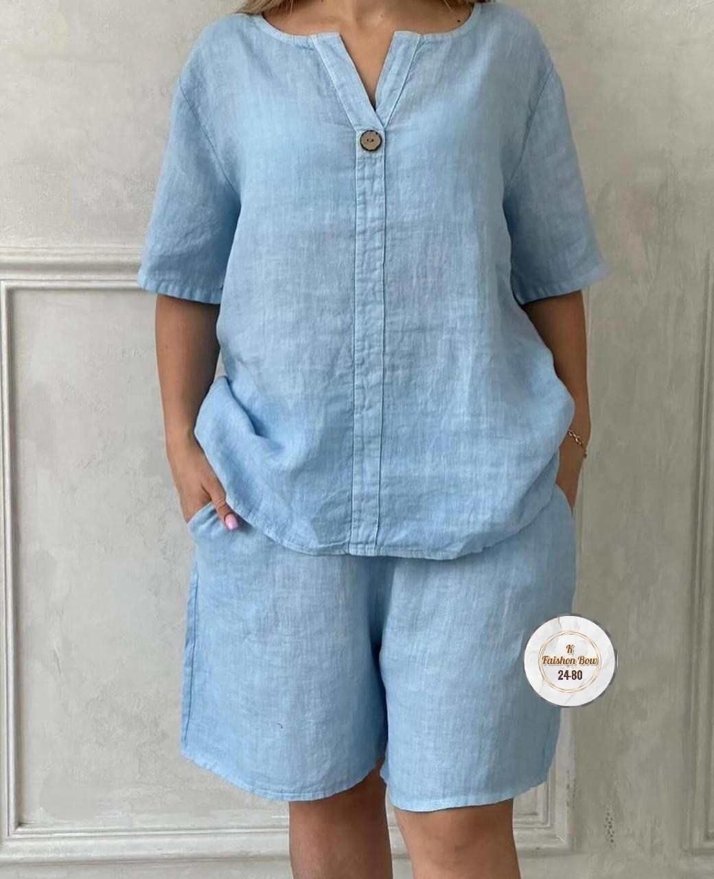 костюм льняной,летние костюмы женские,костюм женский с шортами больших размеров,костюм женский,костюм лен