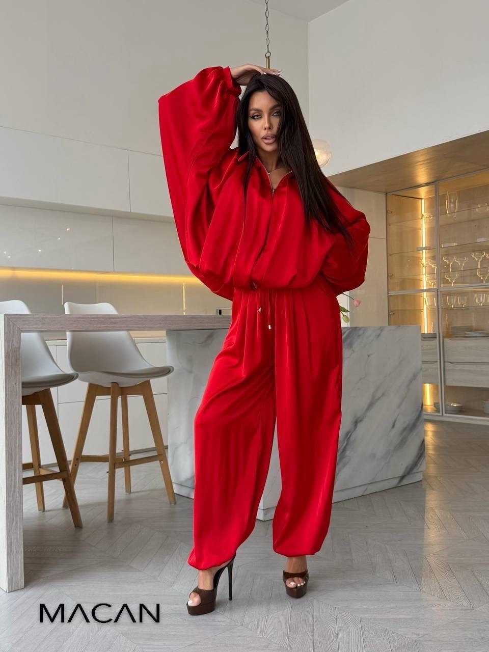 брючный костюм annete a4181,брючный костюм,шелковый женский костюм,шелковый костюм,брючный костюм женский