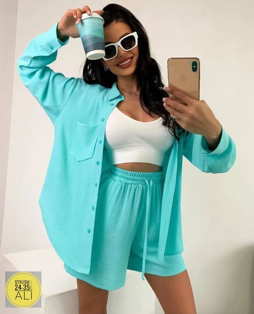 костюм женский,,летний женский костюм,одежда для женщин,костюм летний женский с шортами и рубашкой