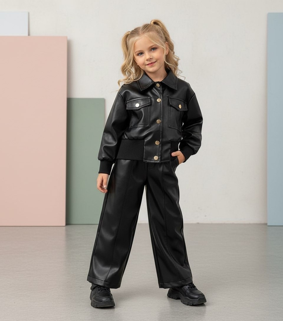 кожаная куртка для девочки,куртка кожаная,костюм для девочек,костюм черный,куртка косуха для девочки