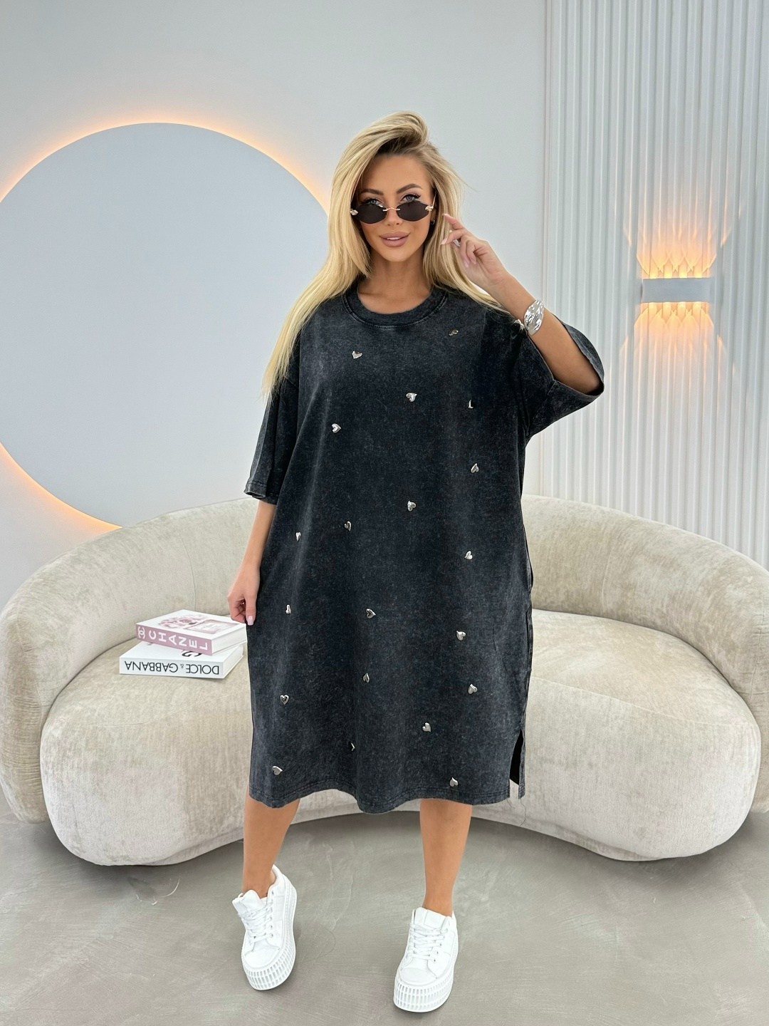 платье оверсайз большие размеры трикотажное naomi plus,платье-футболка,женское платье,платье оверсайз,платье туника