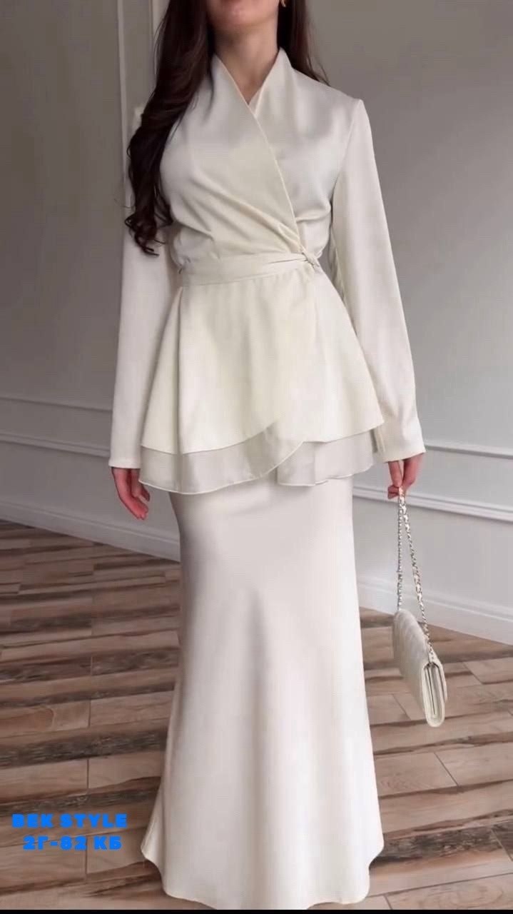 повседневный костюм,мусульманская платья,шелковый костюм двойка с юбкой макси by rumi,модное платье,платья для покрытых