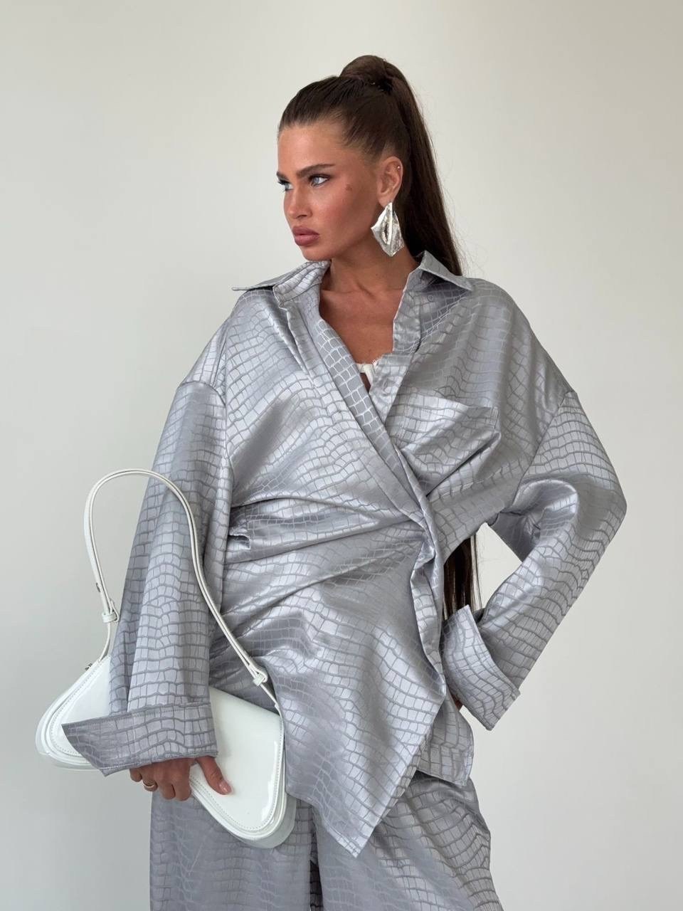 женский костюм,шелковый костюм,костюм,серебряный костюм женский