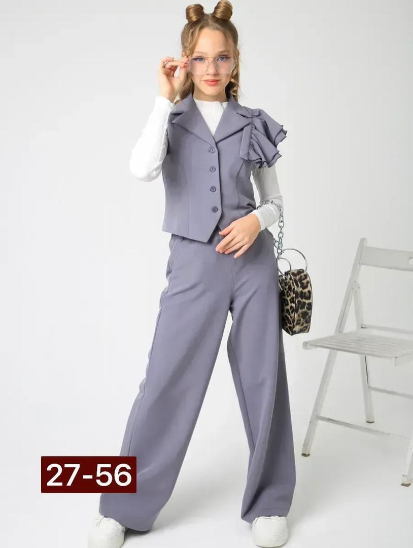 брючный школьный костюм с жилеткой и воланом lemada brand,костюм школьный брючный с жилетом jutetti,костюм брючный школьный,костюм брючный с жилетом,женские костюмы брючные