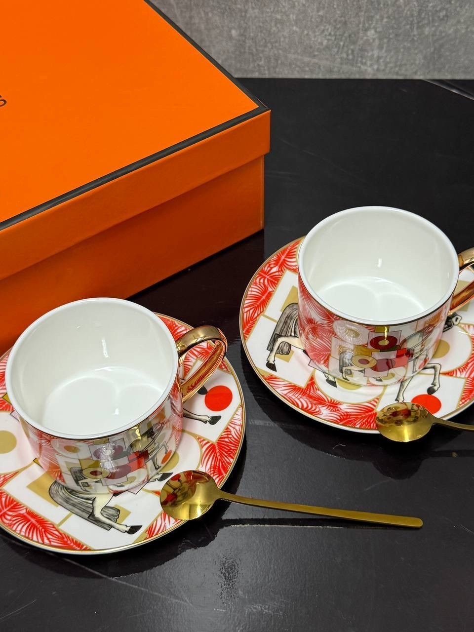 кофейная чашка hermes объемом 200 мл в наборе из 4 штук,чашка кофейная hermes 200 мл,чайный набор hermes,посуда hermes,кофейная чашка hermes 200 мл костяной фарфор