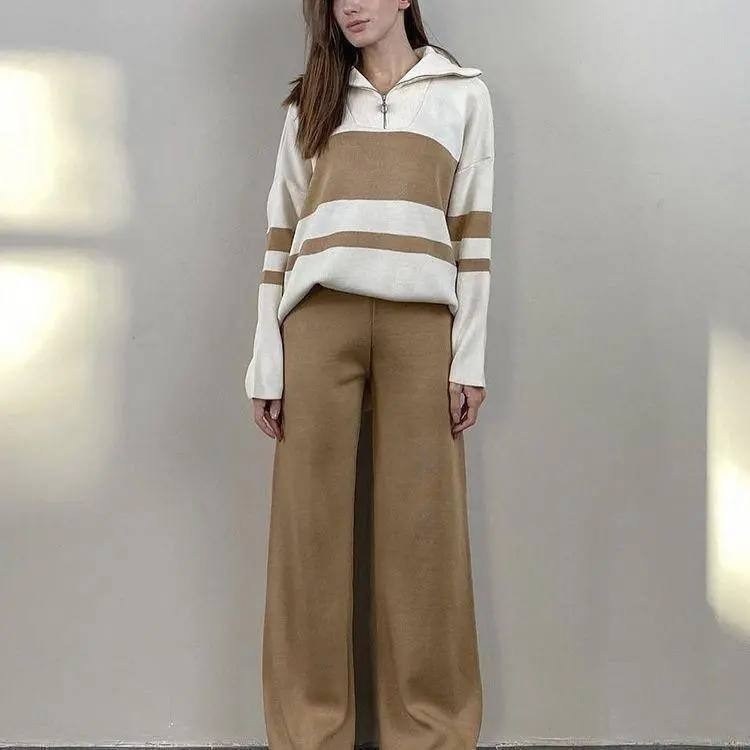 женский кашемировый трикотажный костюм hirsionsan,трикотажные костюмы,стильный трикотажный костюм,костюм трикотажный женский с брюками широкими,женский трикотажный костюм