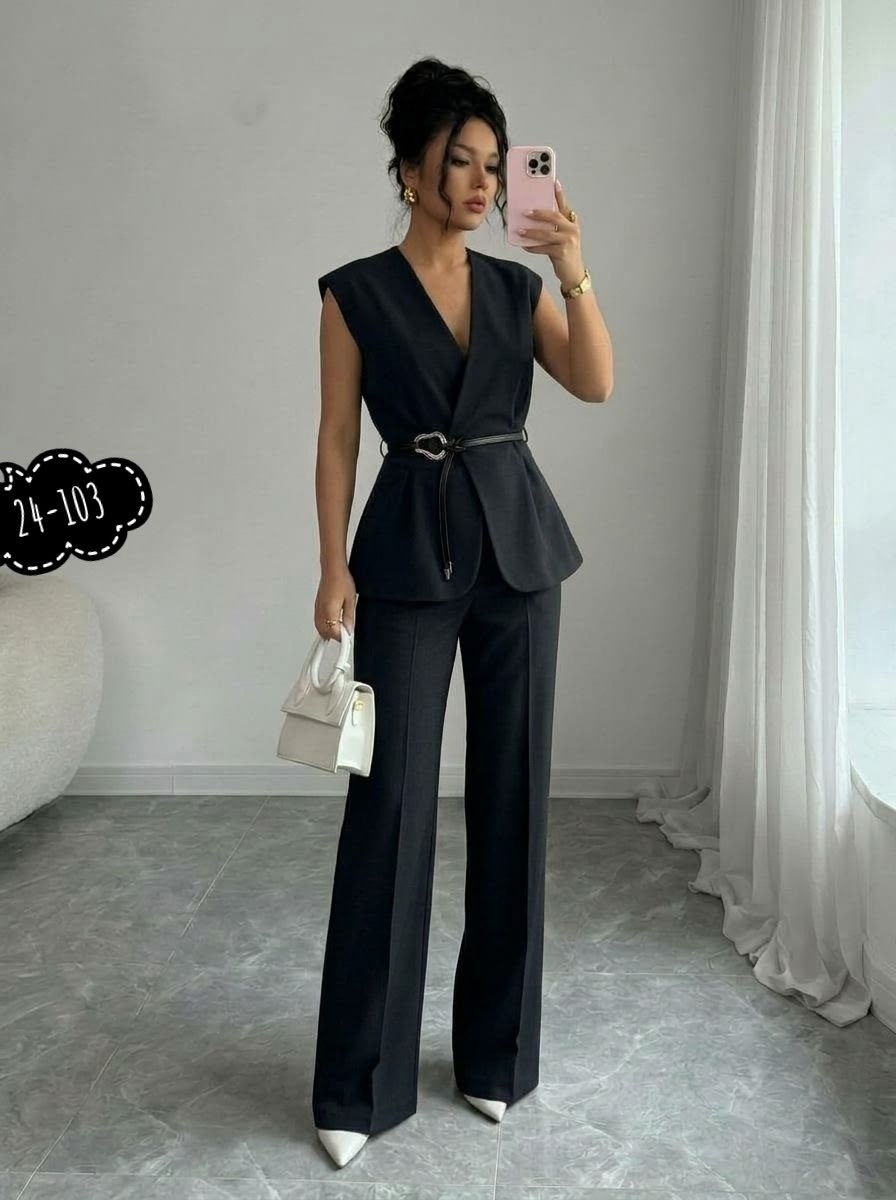 брючный костюм с жилетом chica chic,брючный костюм с жилетом деловой вечерний chica chic,брючный костюм элегантный,брючный костюм с жилетом деловой chica chic,костюм брючный