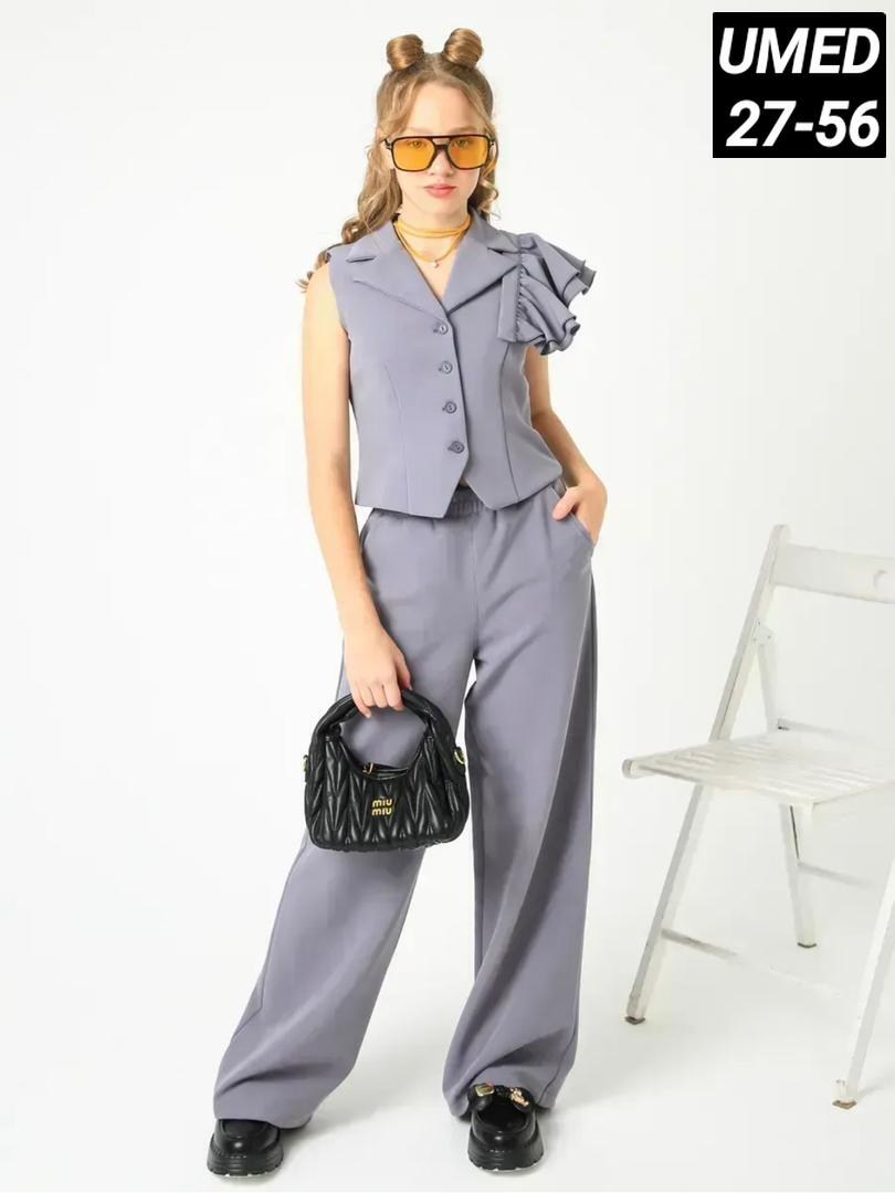 брючный школьный костюм с жилеткой и воланом lemada brand,костюм школьный брючный с жилетом jutetti,костюм брючный школьный,брючный костюм с жилеткой,костюм двойка классический брючный с жилетом