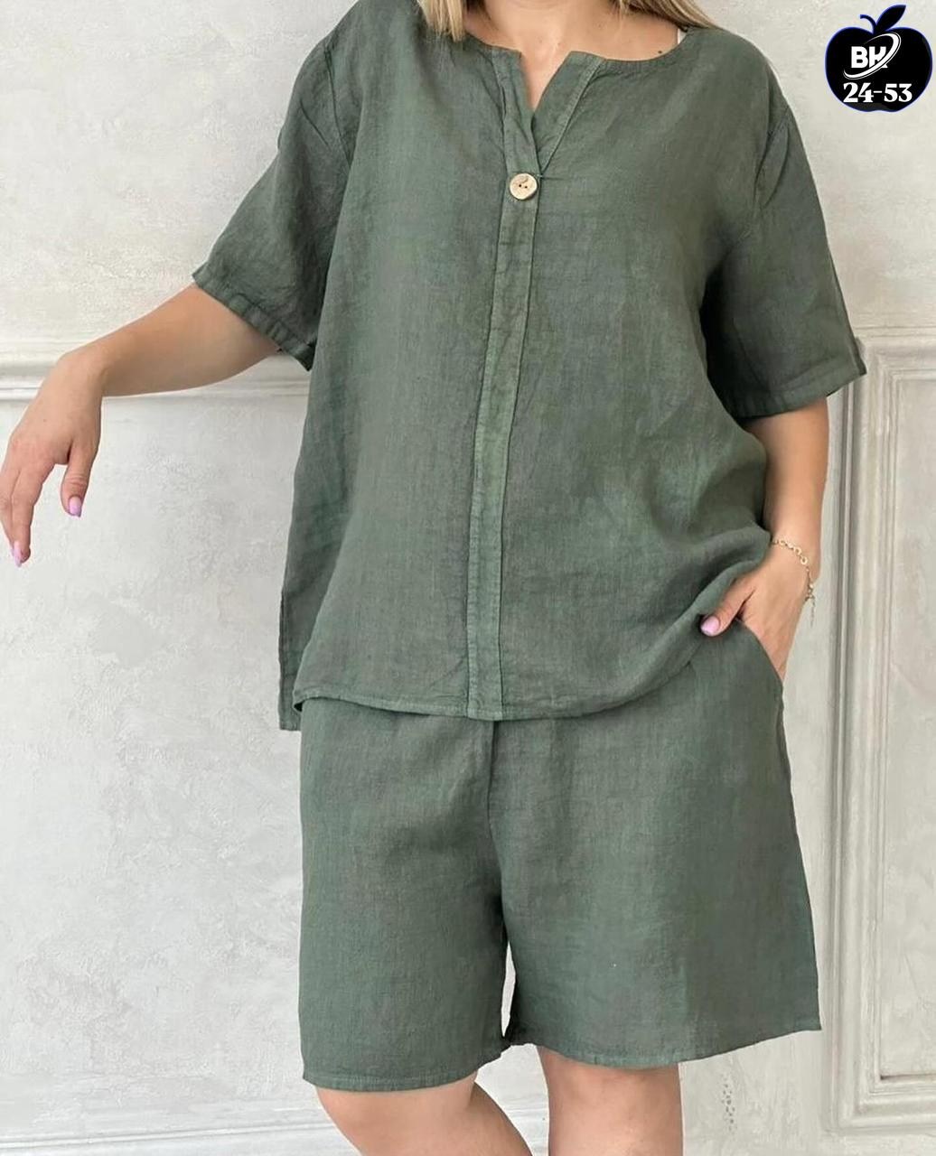 летние костюмы женские,костюм льняной,костюм женский с шортами больших размеров,костюм повседневный,костюм женский