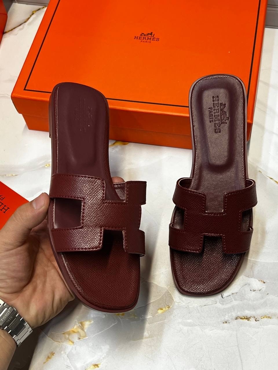 шлепки эрмес,,шлепки эрмес оран,шлепки хермес оран,шлепанцы женские