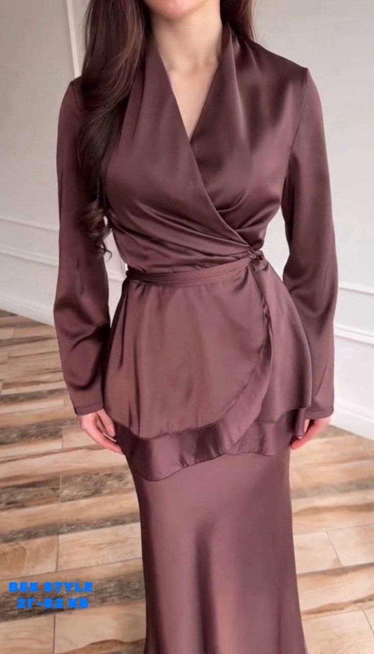 повседневный костюм,мусульманская платья,шелковый костюм двойка с юбкой макси by rumi,модное платье,платья для покрытых