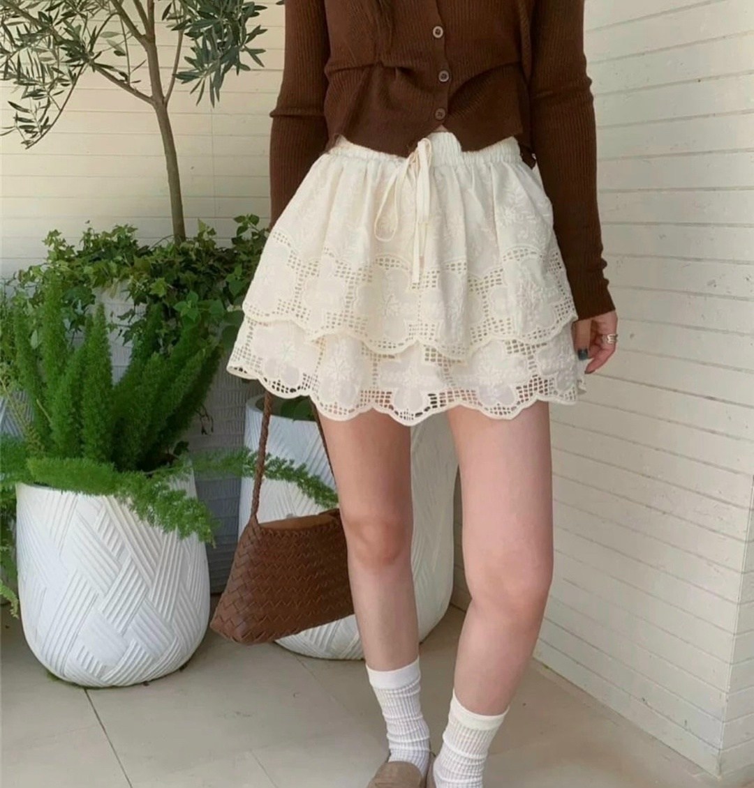 летние шорты с кружевами,юбка с оборками,белая юбка,юбка,юбка для девочек