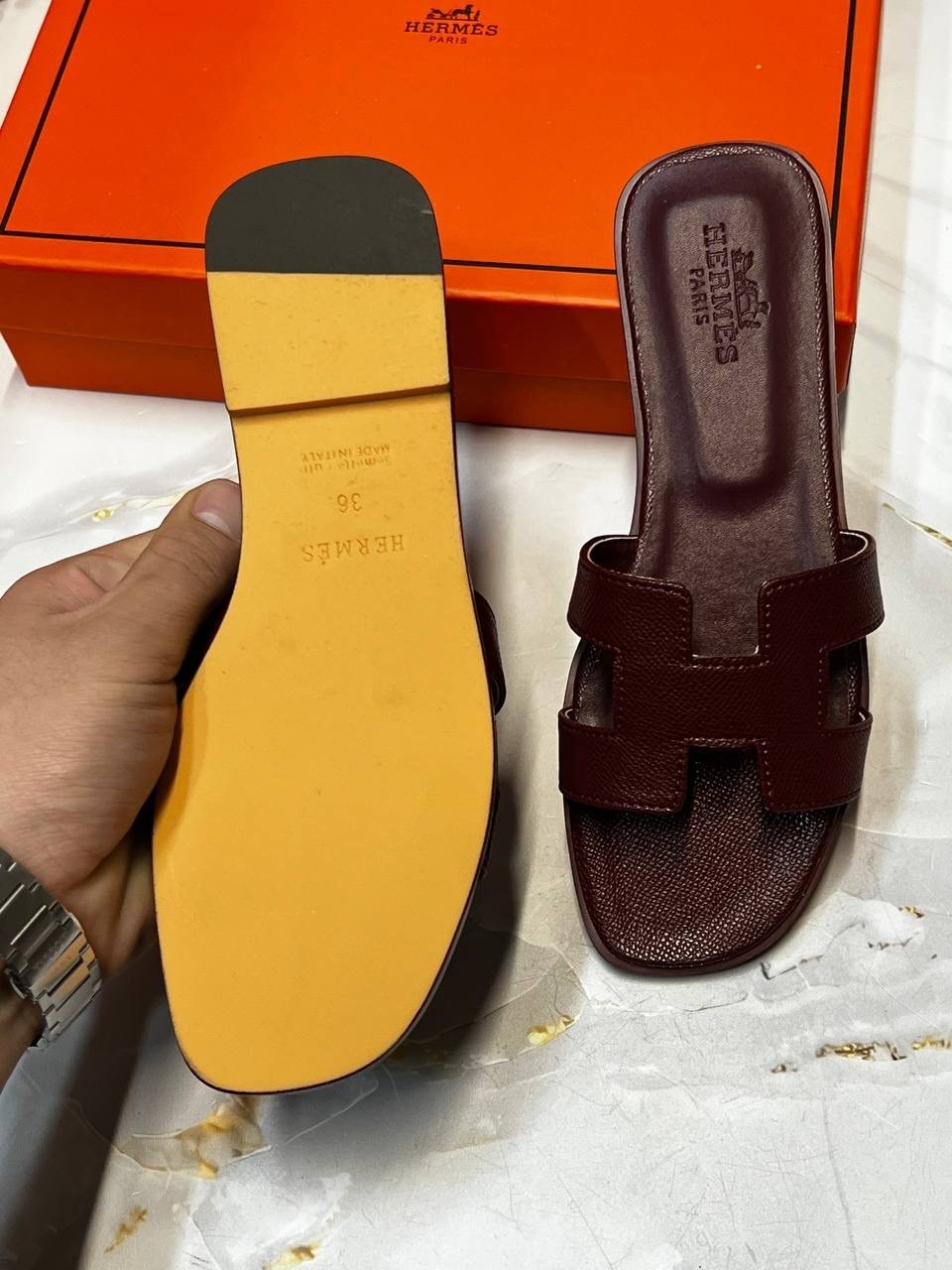 шлепки эрмес,,шлепки эрмес оран,шлепки хермес оран,шлепанцы женские