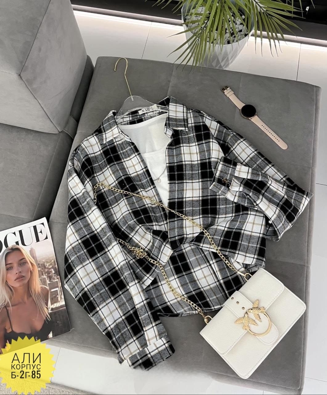 рубашка в клетку с майкой beststyle,женская рубашка,рубашка двойка,рубашка в клетку,рубашка в клетку женская