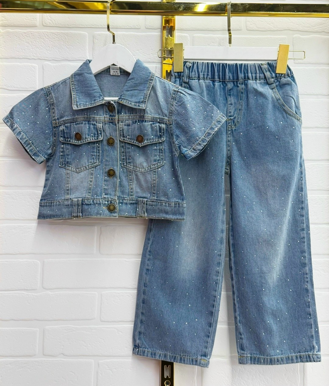 джинсовый костюм для девочки,джинсовый костюм детский,джинсовые костюмы,джинсовые широкие брюки,джинсовый брючный костюм