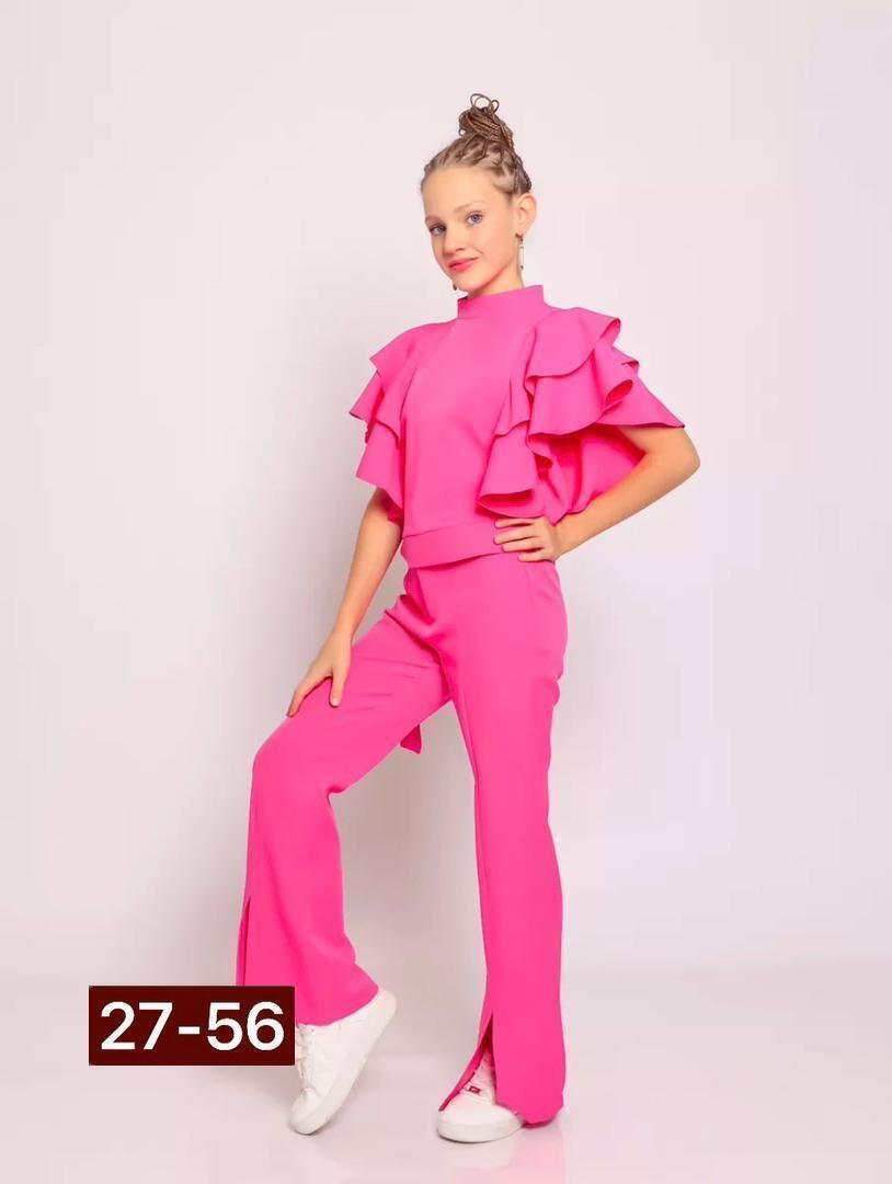 костюм брючный нарядный с воланами для подростка lemada brand,костюм для девочки нарядный с брюками,костюм брючный нарядный для девочки,праздничный брючный костюм для девочек,костюм нарядный с оборкам