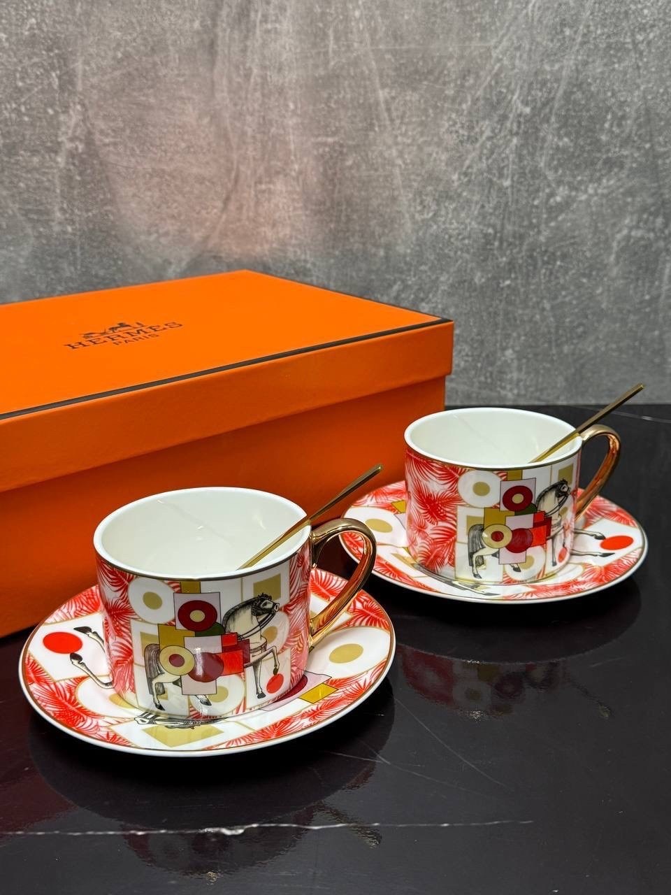 кофейная чашка hermes объемом 200 мл в наборе из 4 штук,чашка кофейная hermes 200 мл,чайный набор hermes,посуда hermes,кофейная чашка hermes 200 мл костяной фарфор