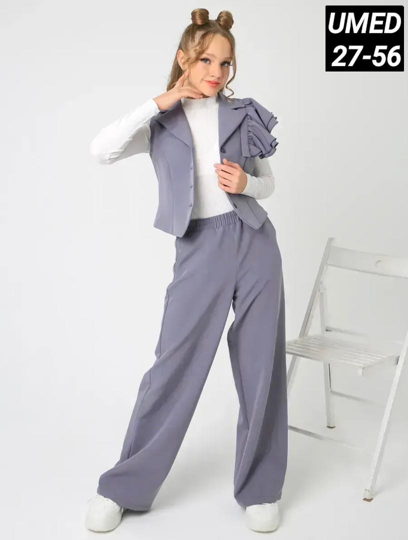 брючный школьный костюм с жилеткой и воланом lemada brand,костюм школьный брючный с жилетом jutetti,костюм брючный школьный,брючный костюм с жилеткой,костюм двойка классический брючный с жилетом