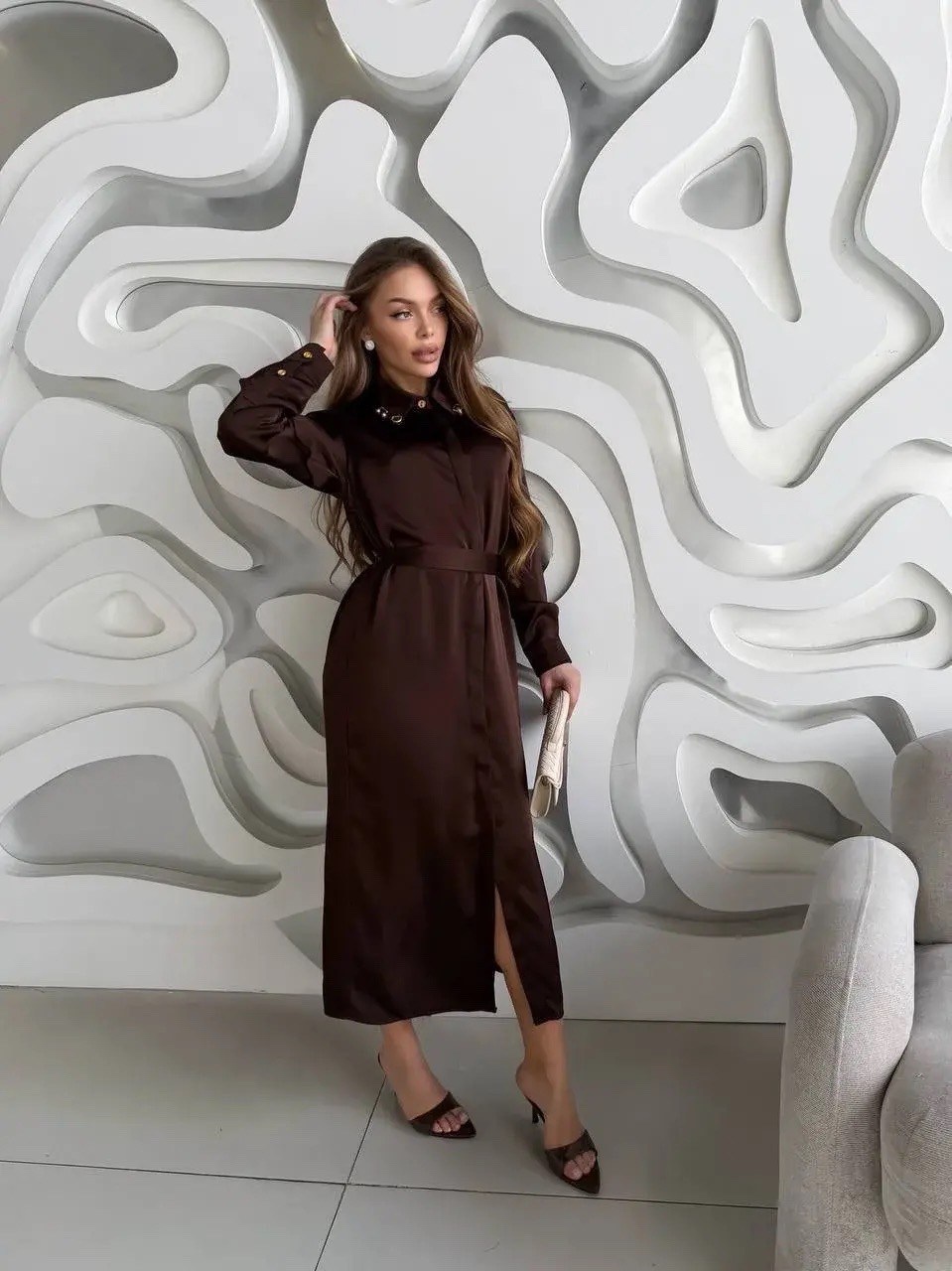 коричневое платье,платье,платье женской,платье-рубашка,платье с завязками