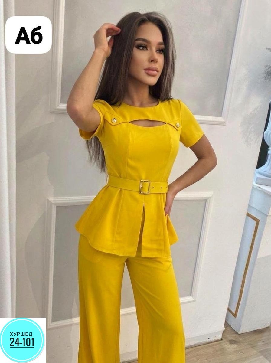 брючный костюм,стильные костюмы,костюм женский брючный,костюм желтый,брючный костюм женский летний