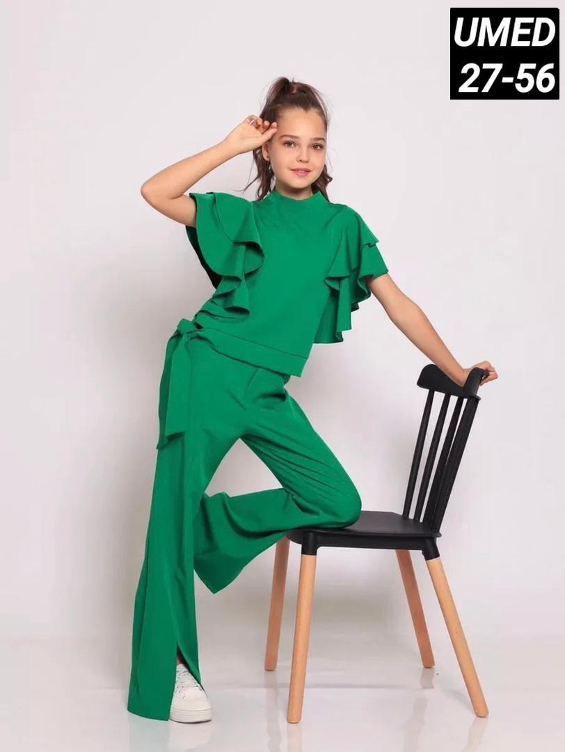 костюм брючный нарядный с воланами для подростка lemada brand,костюм брючный,костюм брючный для девочек,костюм с брюками,костюм брючный для девочки 128-134