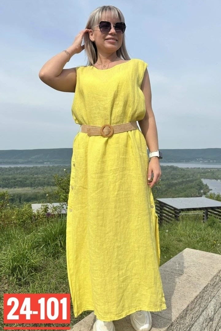 платье стильное льняное,платье желтое,платье сарафан,платье летнее длинное,женские летние платья