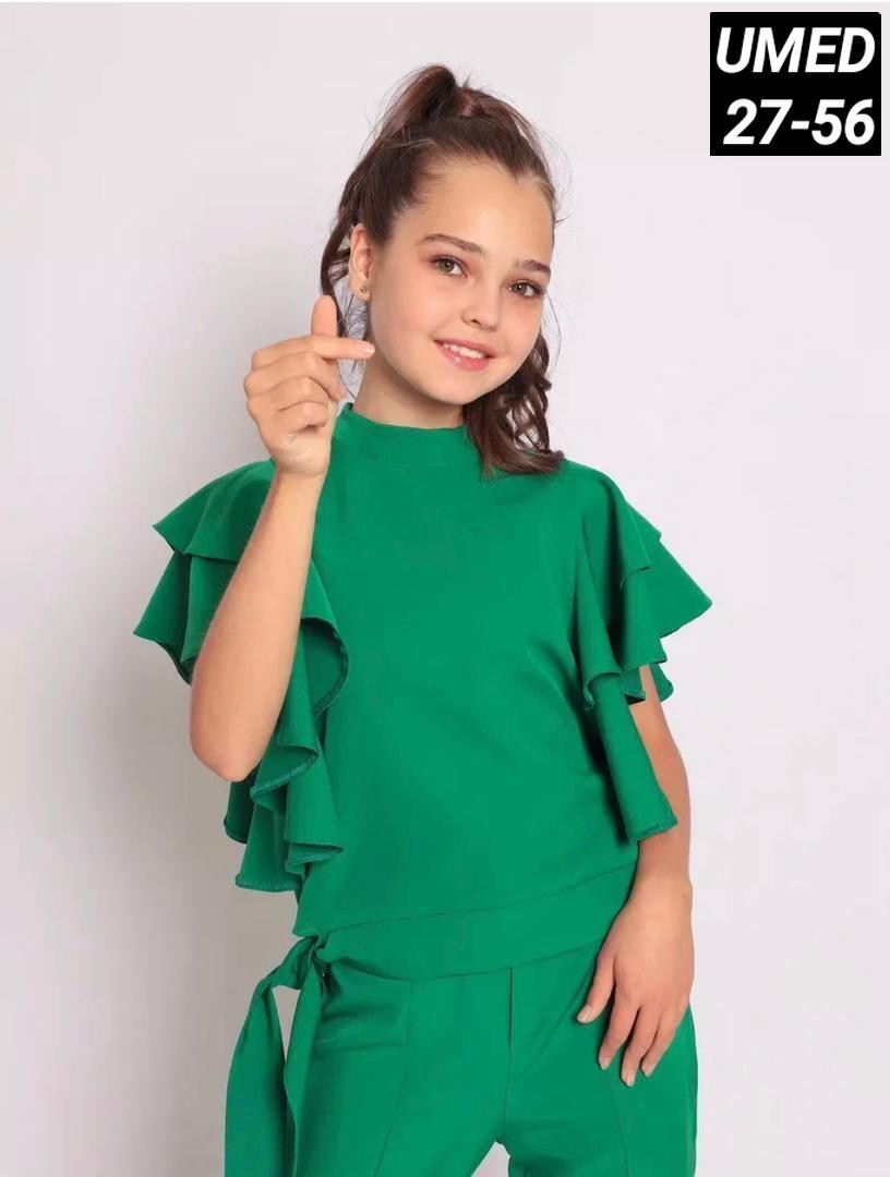 костюм брючный нарядный с воланами для подростка lemada brand,костюм брючный,костюм брючный для девочек,костюм с брюками,костюм брючный для девочки 128-134