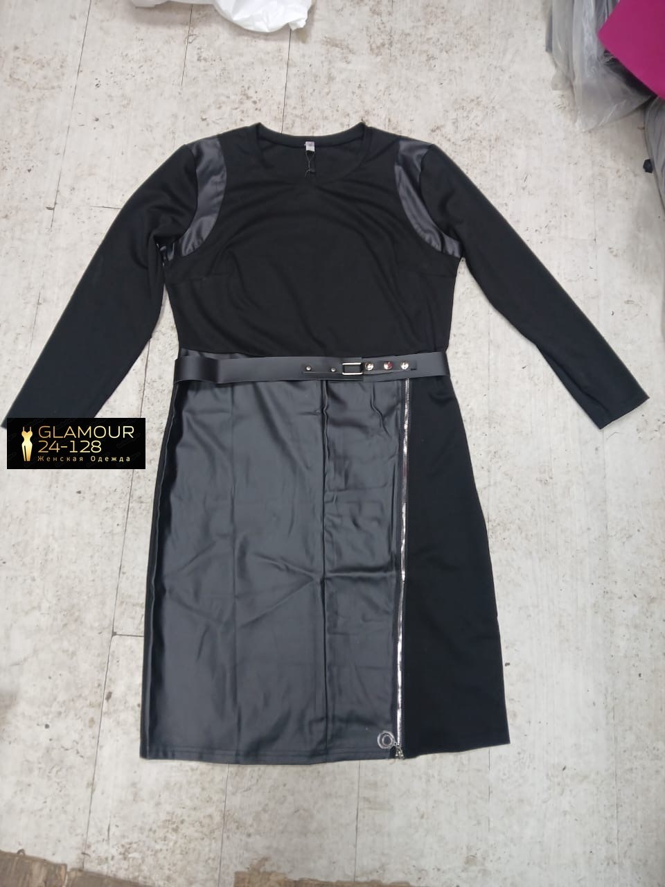 платье с кожаными вставками большого размера,платье комбинированное,платье с кожаными вставками,женское платье,