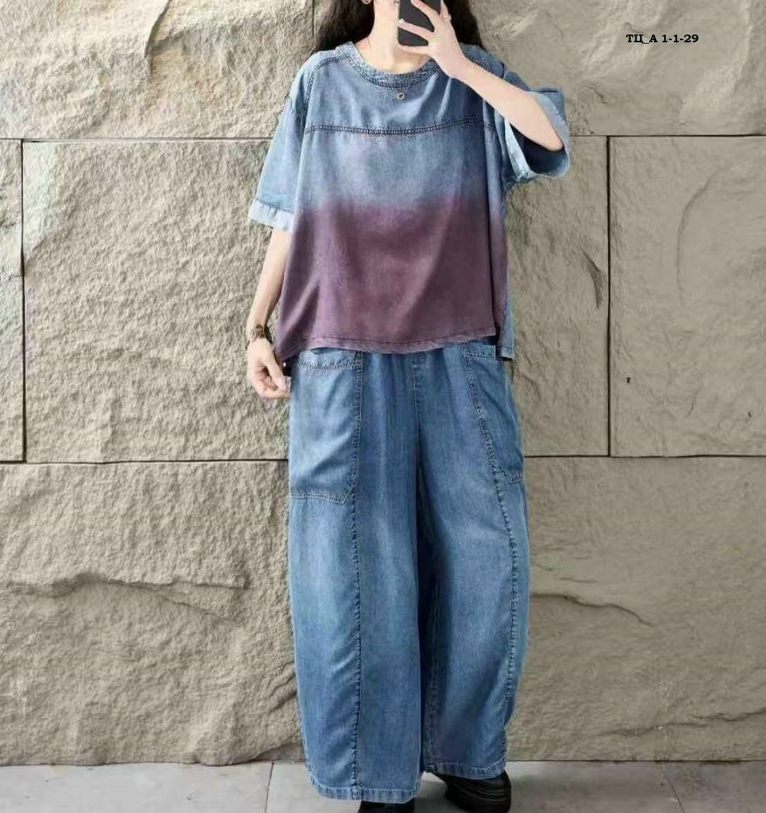 женские джинсовые костюмы max lulu,стиль бохо,модные костюмы,джинсовые брюки широкие,одежда бохо