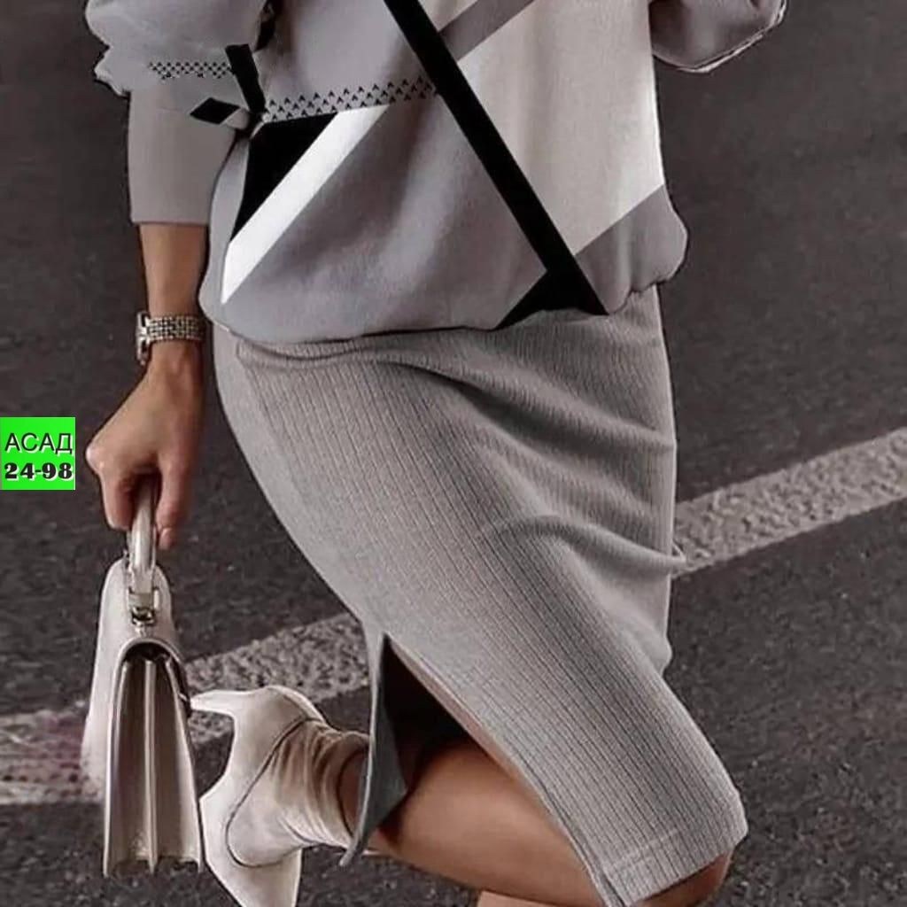 костюм женский двойка,костюм женский двойка юбка с джемпером,костюм женский трикотажный с юбкой черный с белым арт. 7197177,женский трикотажный костюм с юбкой черный с белым,костюм классический