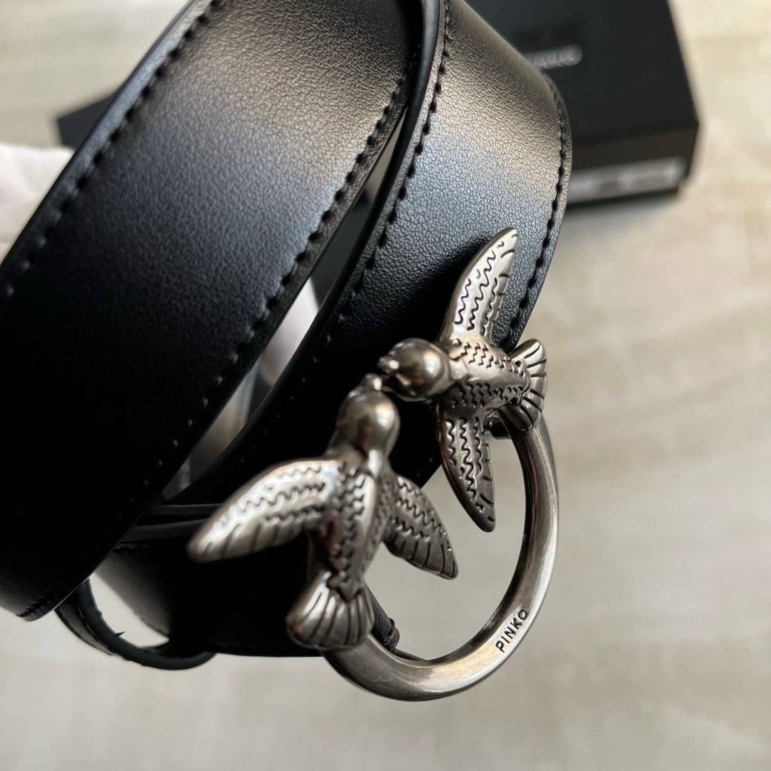ремень pinko,женский ремень pinko,ремень женский кожаный pinko,тонкий кожаный ремень love birds pinko,кожаный ремень с пряжкой pinko love bird