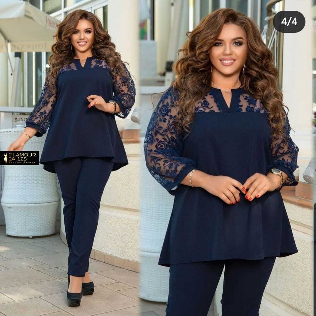 женский брючный костюм,брючный костюм для полных зелёный, креп-дайвинг итмв 1239-2 большого размера,брючный костюм,нарядный женский костюм(брюки/блузка) цвет:изумруд размер 62-64,костюм с рынка